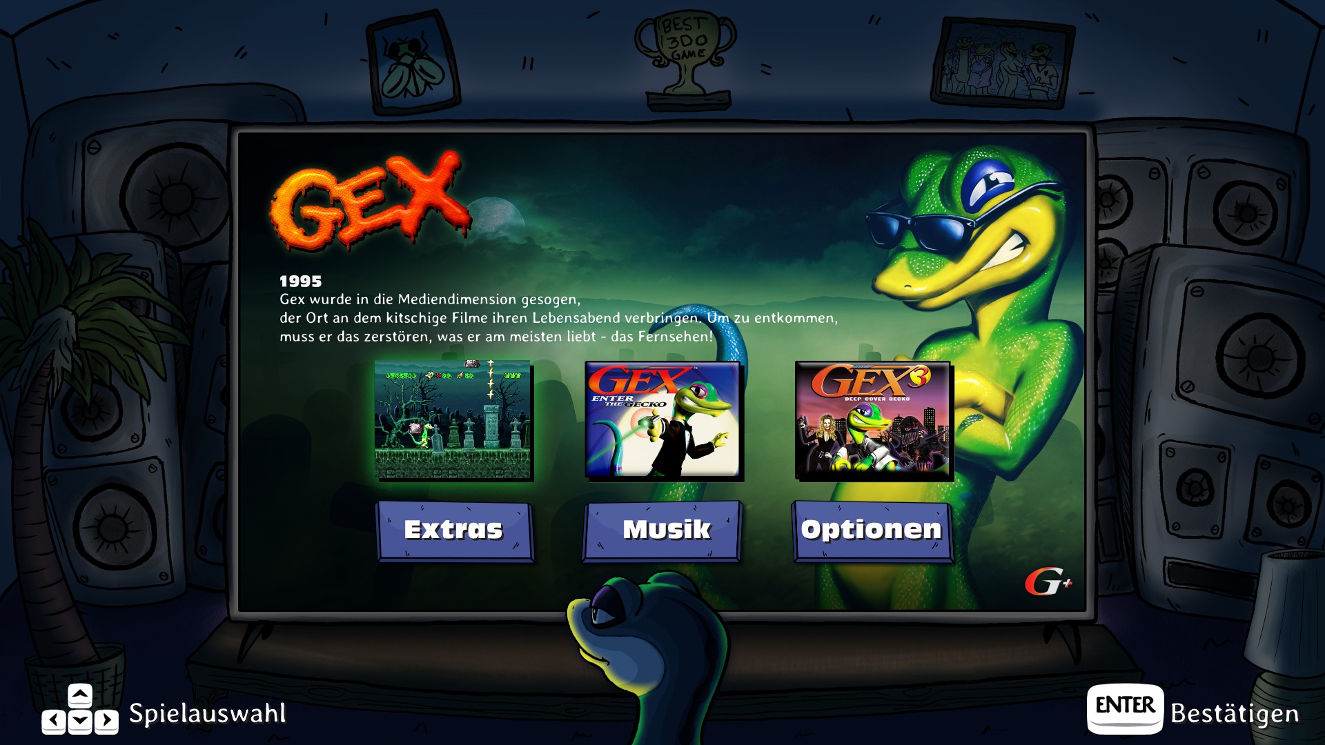 Gex Spielauswahlbildschirm